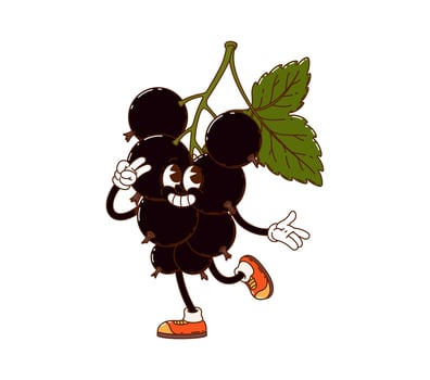 Cartoon groovy blackcurrant berry funny character vector