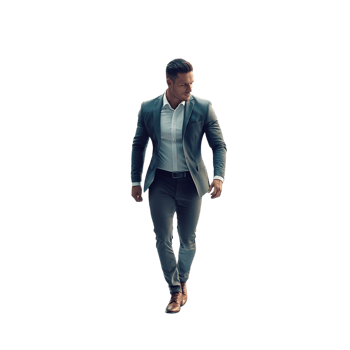 PNG Stylish Man in Suit Walking Against Transparent Background