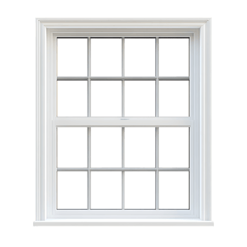 PNG White Double-Hung Window Against Transparent Background for Architectural Mockups, Home Improvement Branding, or Interior Design Concepts