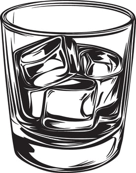 Black illustration of a whiskey glass outline. vector