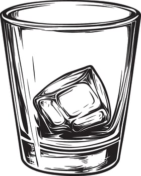 Whiskey Glass outline black illustration vector