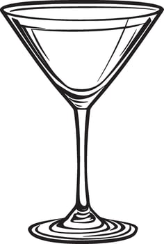 Cocktail Glass outline black illustration vector