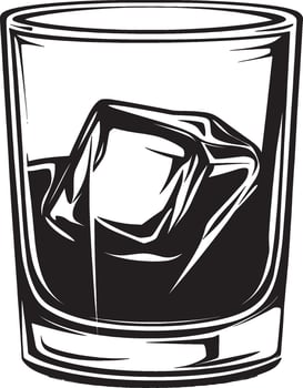Black drawing of a whiskey glass shape. vector