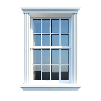 PNG White Double-Hung Window Against Transparent Background for Architectural Mockups, Home Improvement Branding, or Interior Design Concepts