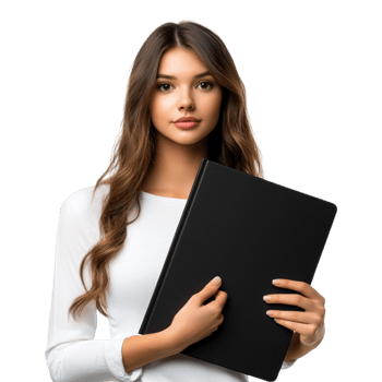 A Woman Holding a Laptop and a Picture of a Woman Holding a Laptop png