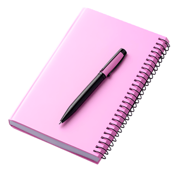 PNG Pink Spiral Notebook and Pen A Blank Canvas for Ideas Against Transparent Background