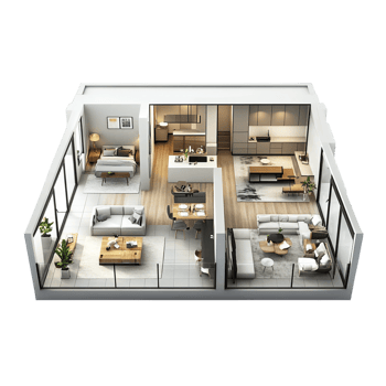 3D Apartment Rendering Against White Background png