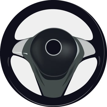 A black and white car steering wheel on a white background vector