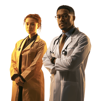 A Poster for a Doctor and a Woman with a Stethoscope png