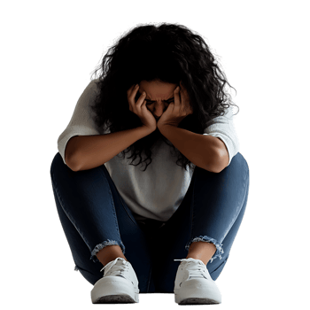Person Feeling Depressed and Showing Signs Sadness Against Transparent Background png