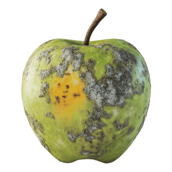 Moldy Apple Isolated Against White Background - 8K High Detail png