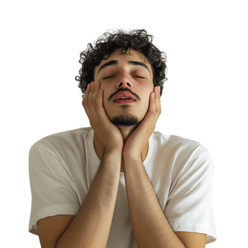 PNG Person Feeling Tired and Sleepy Suggesting Exhaustion Against Transparent Background