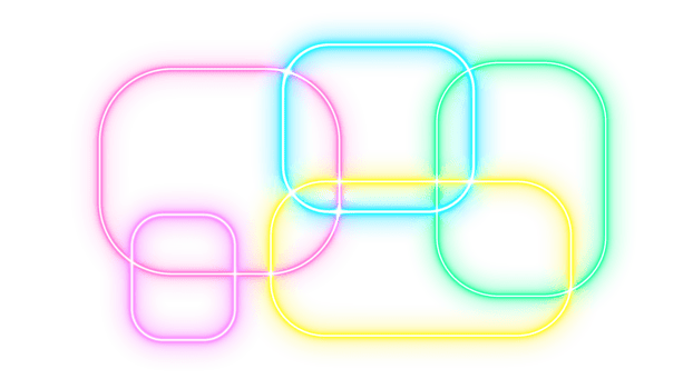 Abstract glowing neon laser geometric shapes patterns on a transparent background. png