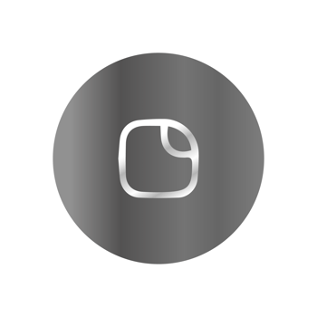 A white and gray button with a square icon png
