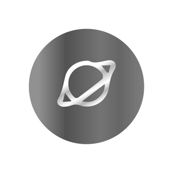 A black and white icon of a planet png