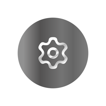 A black and white icon of a gear wheel png
