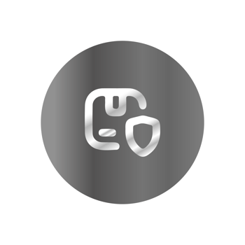 A silver and white icon of a shield png