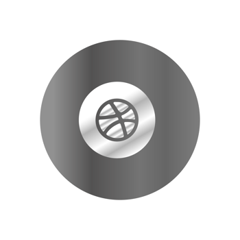 A silver and black button with a basketball ball png
