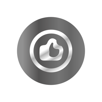 A silver button with a thumb up sign png