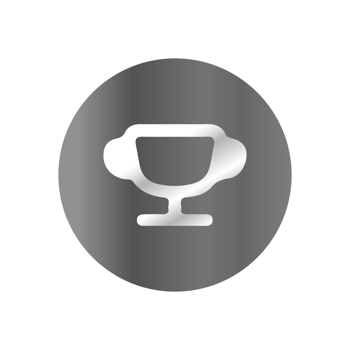 A silver trophy icon on a black background png