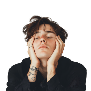 PNG Person Feeling Tired and Sleepy Suggesting Exhaustion Against Transparent Background