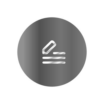 A white icon with a pen and paper on a black background png