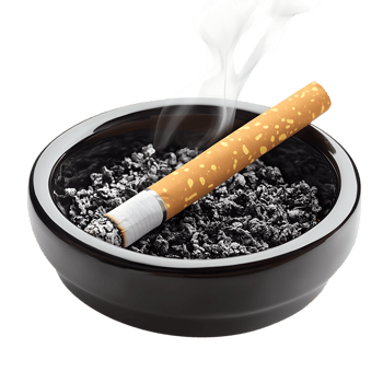 PNG Smoking Cigarette in Ashtray Close-Up Against Transparent Background