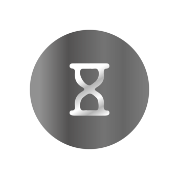 A grey hourglass icon on a black background png