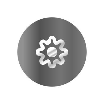 A gray and white gear icon on a black background png
