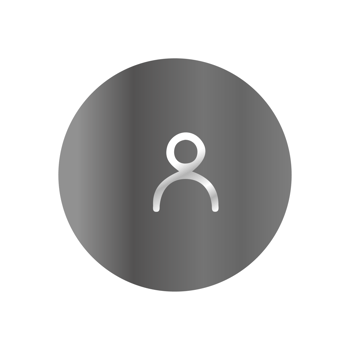 A white person icon in a circle on a black background png