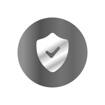 A silver shield icon on a black background png