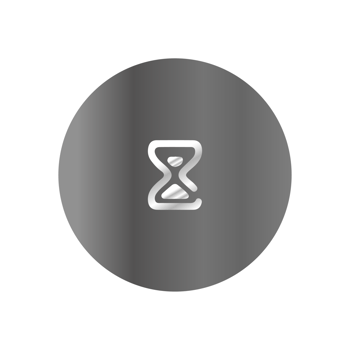 A black and white icon of a clock on a black background png