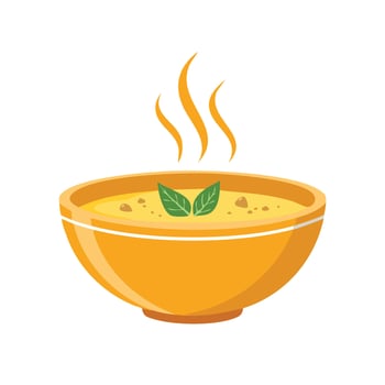 Simple Illustration Curry bowl steaming vector