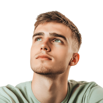 PNG Thoughtful Young Man with Stylish Haircut Against Transparent Background
