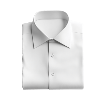 A neatly folded white dress shirt is shown. isolated png