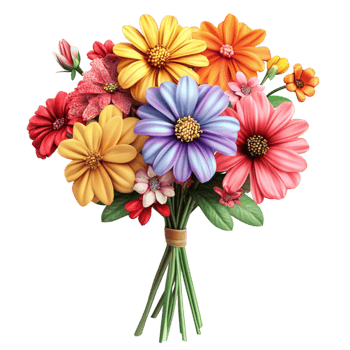 Vibrant 3D Bouquet of Flowers png