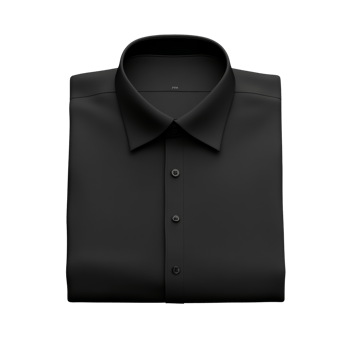 A neatly folded black dress shirt is shown. cut out png