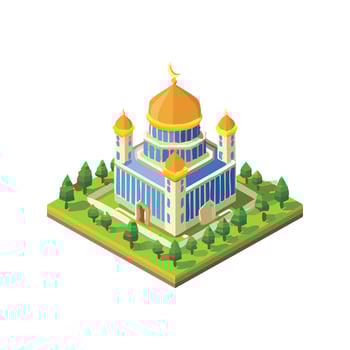 Isometric 3D-style Ramadan scene vector