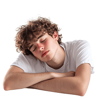 PNG Person Feeling Tired and Sleepy Suggesting Exhaustion Against Transparent Background