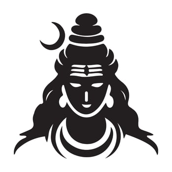 Lord Shiva's Face Black Silhouette Artistic Illustration vector
