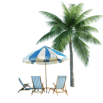 PNG Summertime Beach Paradise 3D Render Against Transparent Background