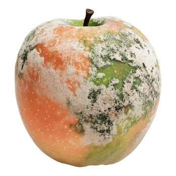 Moldy Apple Isolated Against White Background - 8K High Detail png