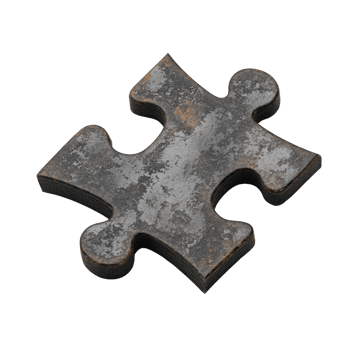 A single weathered metal puzzle piece png