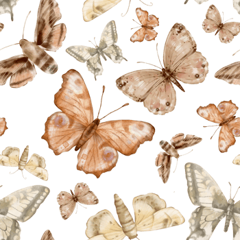 Brown and beige butterflies in vintage style on a isolated background, seamless pattern. Watercolor illustration. For fabric,textiles, wallpaper, wrapping paper, wrappers, covers, prints, clothing. png