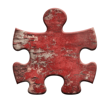 Weathered Red Wooden Puzzle Piece Isolated png