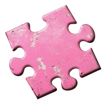 A Single Pink Weathered Wooden Jigsaw Puzzle Piece png