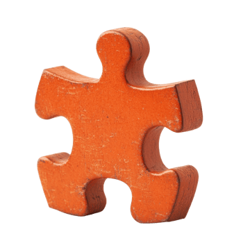 A single orange wooden jigsaw puzzle piece png