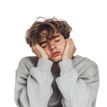 PNG Person Feeling Tired and Sleepy Suggesting Exhaustion Against Transparent Background