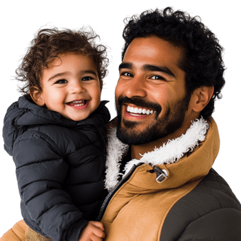 A Man and a Child Smiling and Laughing Isolated png