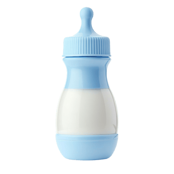 Baby Bottle Filled With Milk Ready For Feeding. cut out png